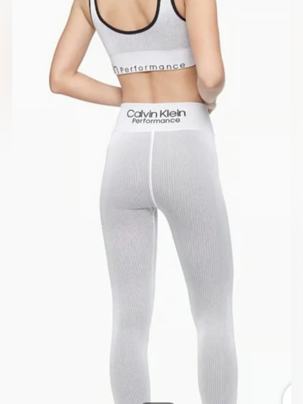 🤍💪 Calvin Klein Performance High Waist 7/8 Ribbed Tight | Size XL |White | NWT
